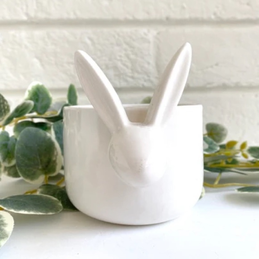 White Rabbit Ceramic Planter, trinket holder, etc
